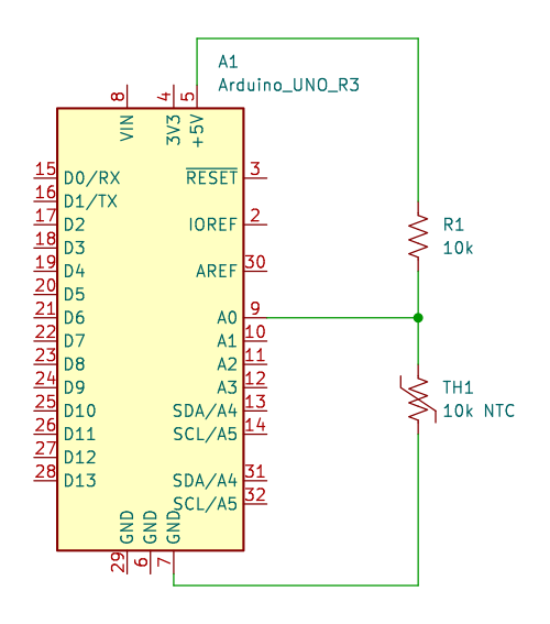 Arduino thermistor circuit diagram / schematic