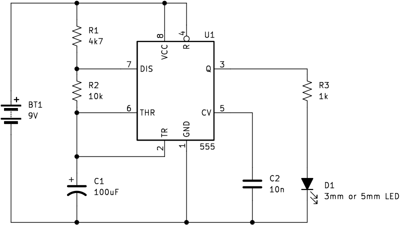 555 timer circuits: astable 555 timer circuit