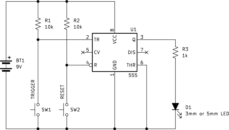 bistable latch or flip-flop 555 timer circuit